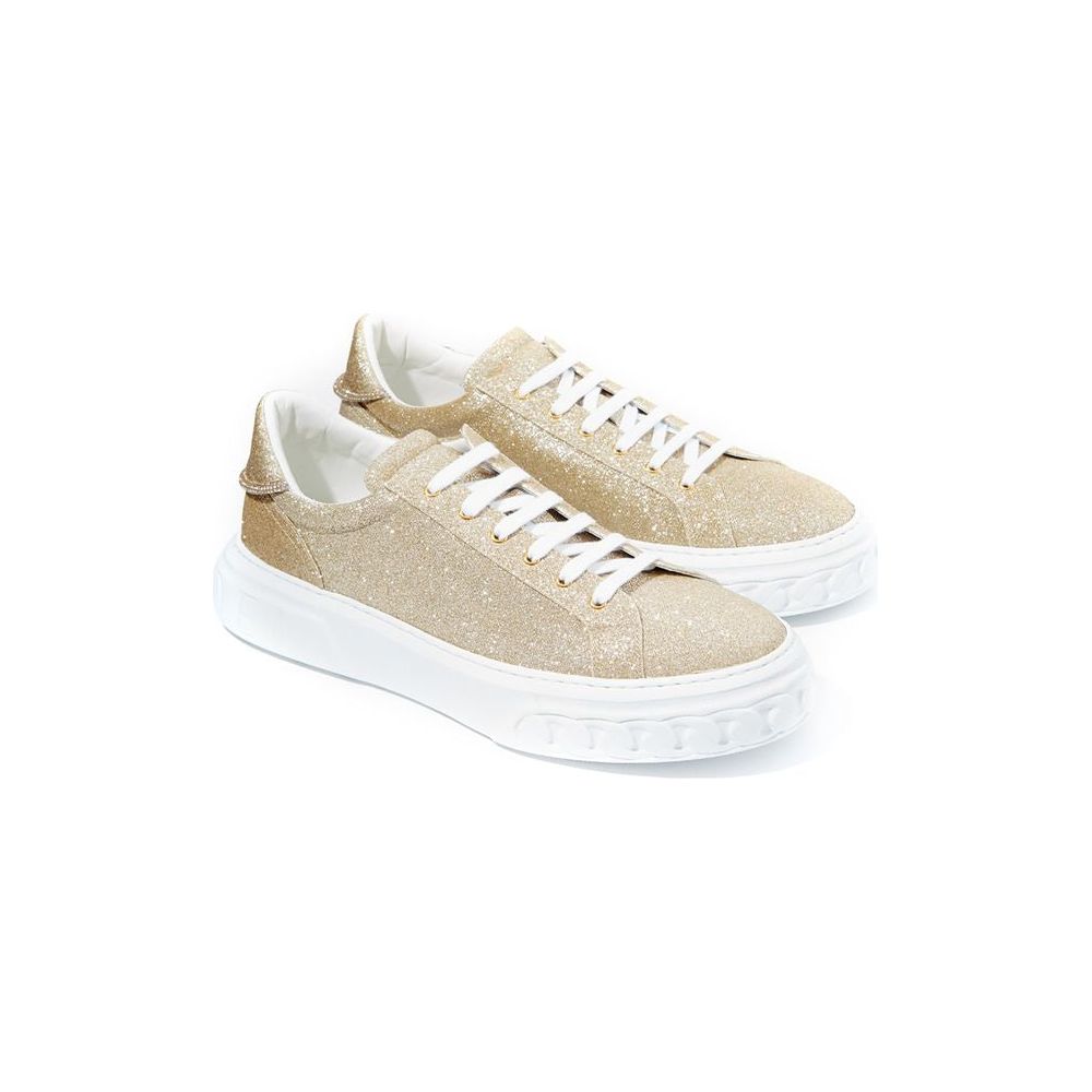 Casadei Elegant Gold Leather Sneakers Casadei