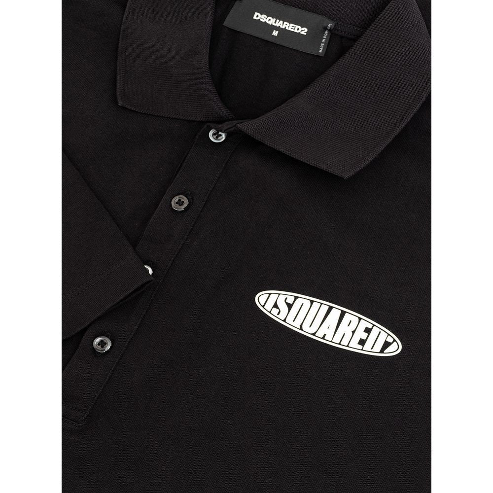 Dsquared² Sleek Black Cotton Polo for Modern Men Dsquared²