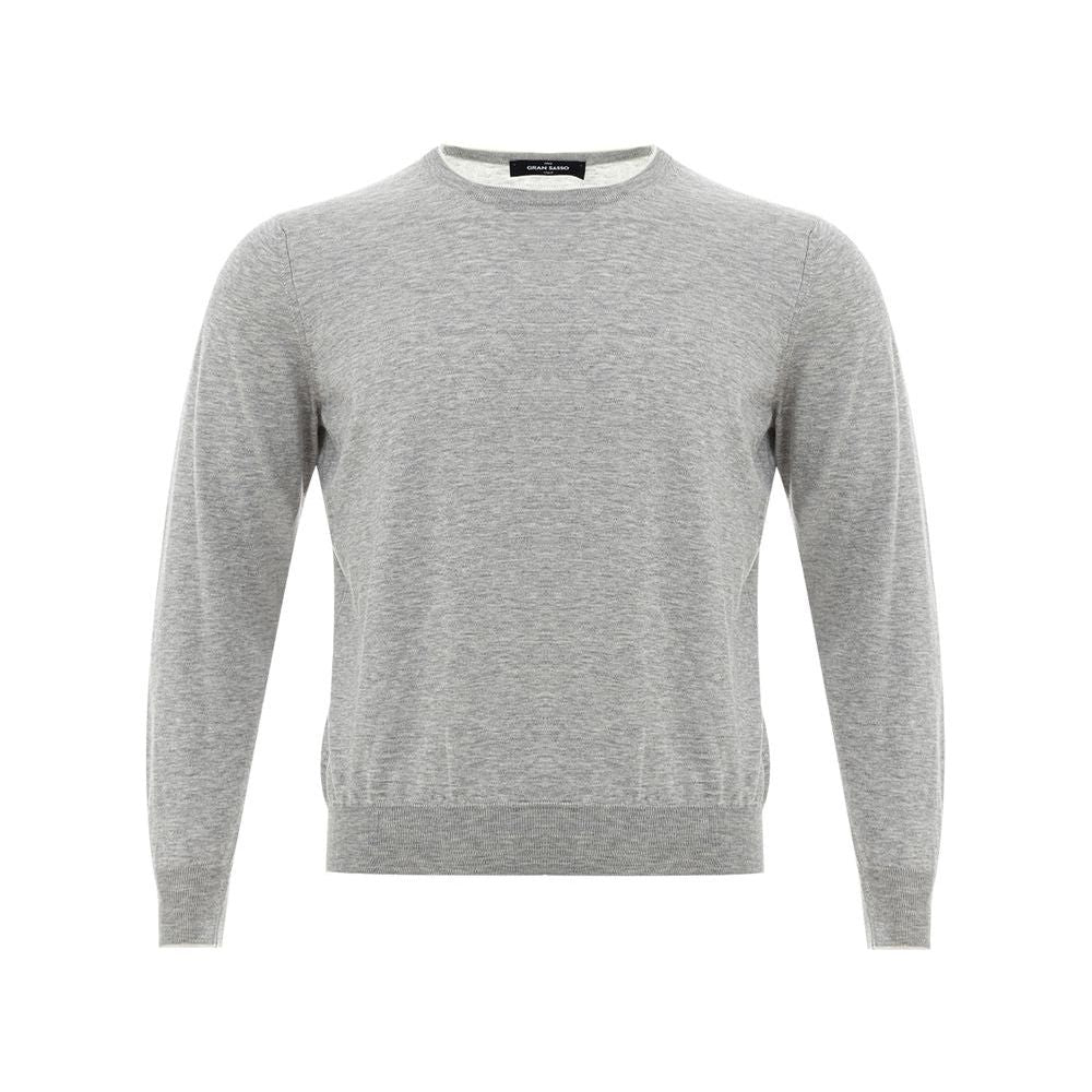 Gran Sasso Elegant Gray Silk-Cotton Sweater Gran Sasso