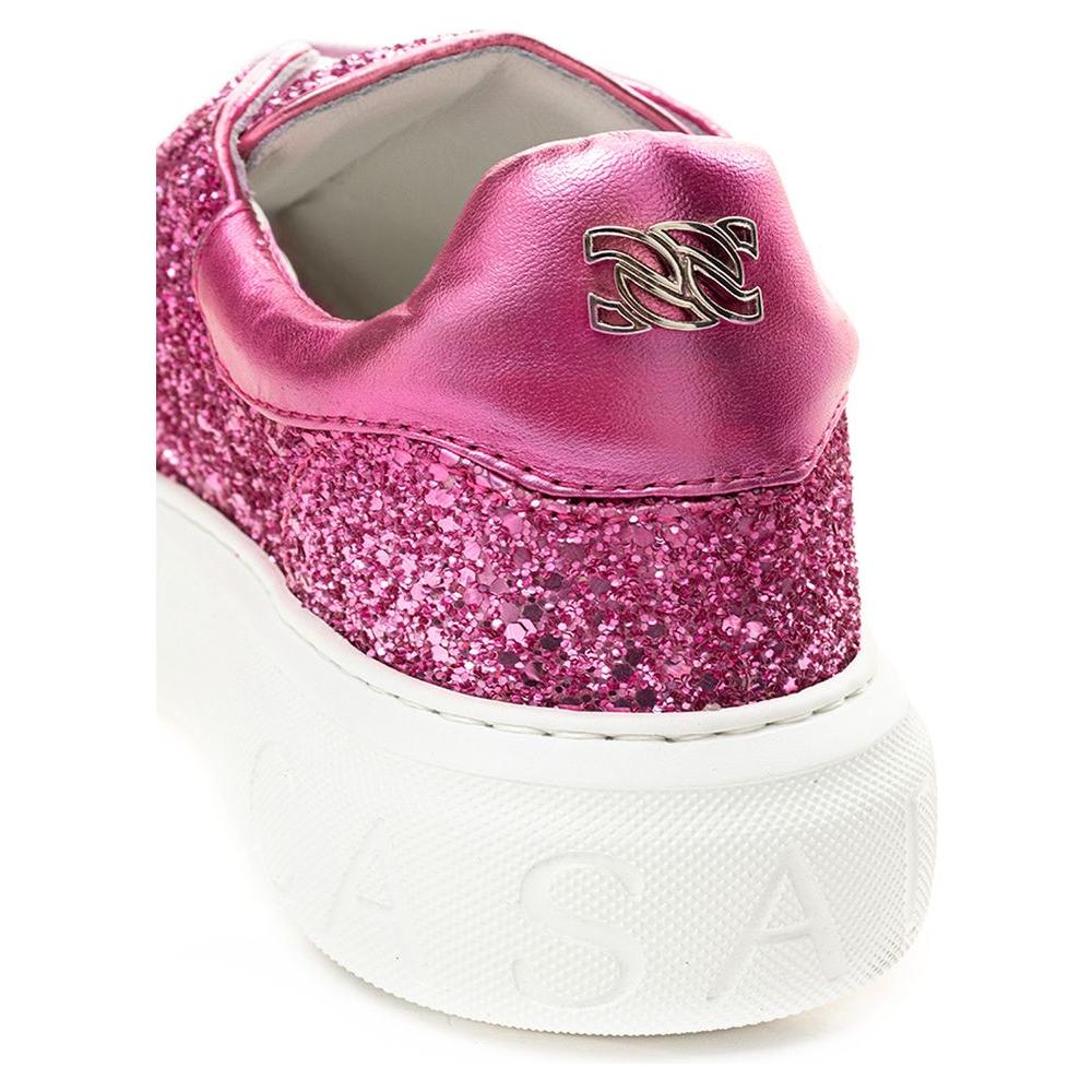 Casadei Fuchsia Elegance Leather Sneakers Casadei