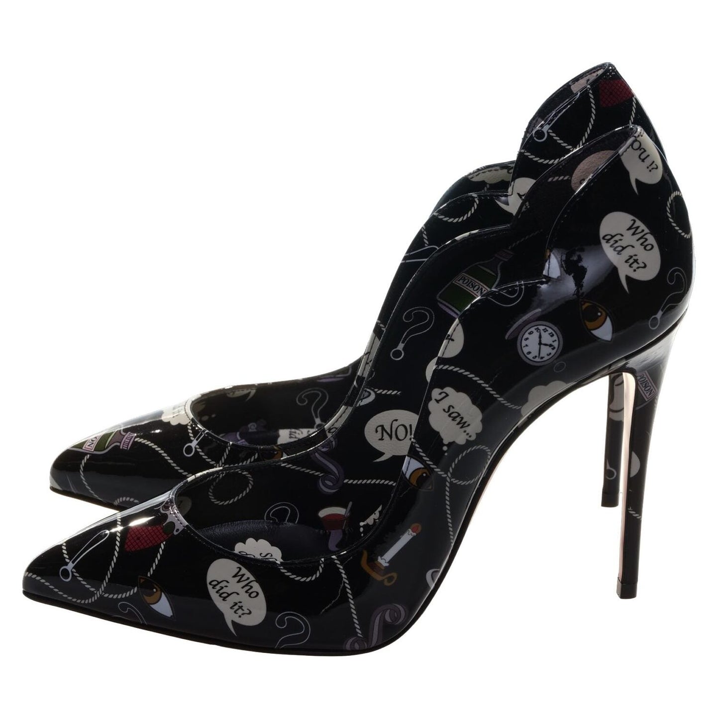 Christian Louboutin Hot Chick 100 Black Weapons Print Patent Leather High Heel Pumps Christian Louboutin