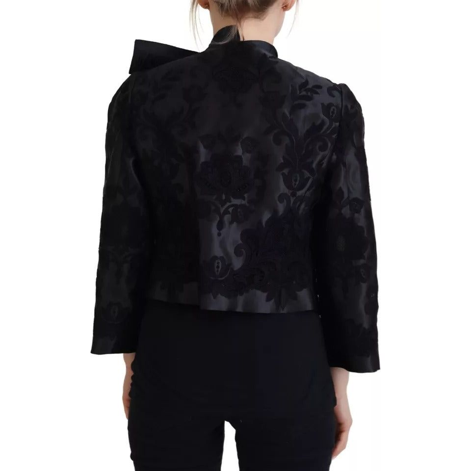 Black Lace Sheer Corset Organza Silk Jacket