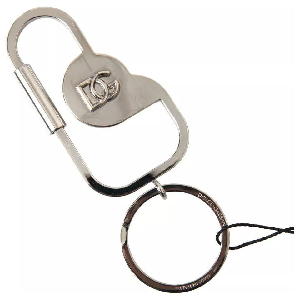 Dolce & Gabbana Silver Tone Brass Metal DG Logo Engraved Keyring Keychain Dolce & Gabbana