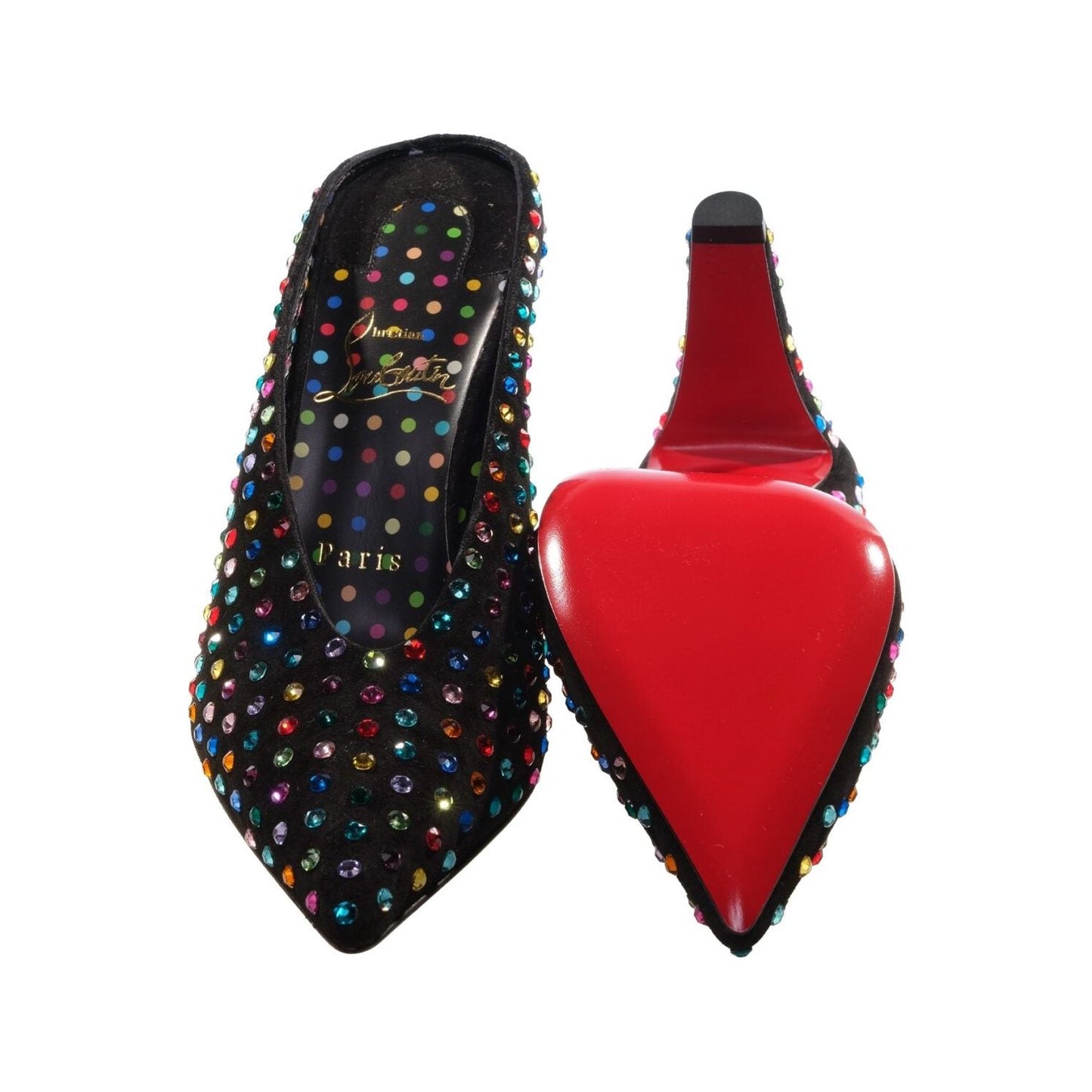 Christian Louboutin Veryvee Strass Boum 85 Suede and Multi Colour Jewelled Mules Christian Louboutin