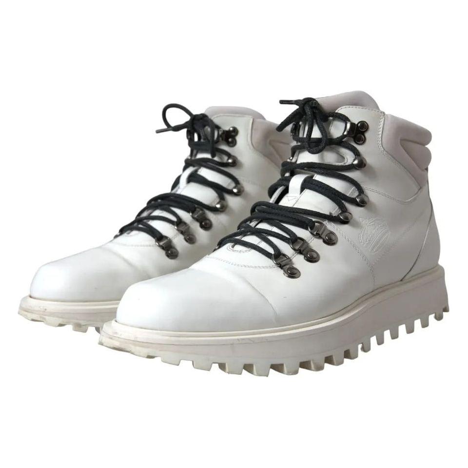 Dolce & Gabbana White Vulcano Trekking Ankle Boots Men Shoes Dolce & Gabbana