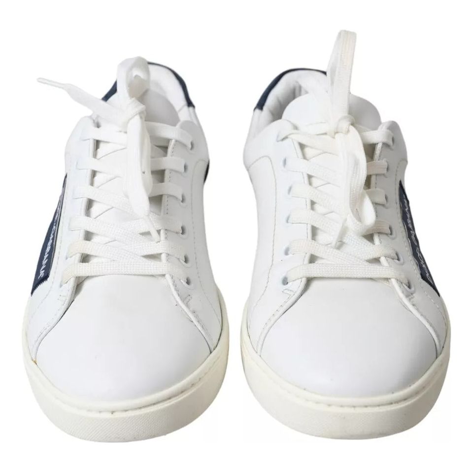 Dolce & Gabbana White Black Leather Low Top Sneakers Portofino Shoes Dolce & Gabbana