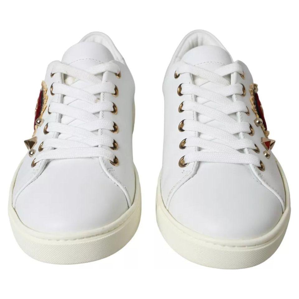 Dolce & Gabbana White Portofino Sacred Heart Sneakers Women Shoes Dolce & Gabbana