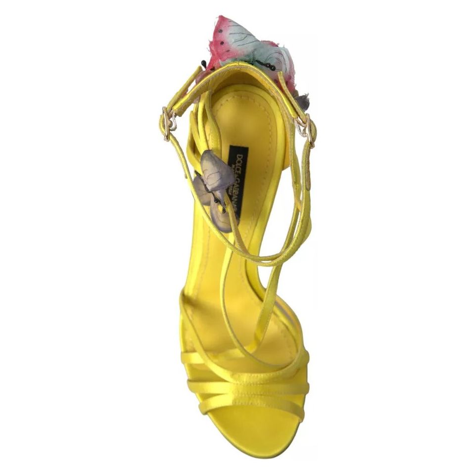 Dolce & Gabbana Yellow Butterfly Applique Sandals Shoes Dolce & Gabbana