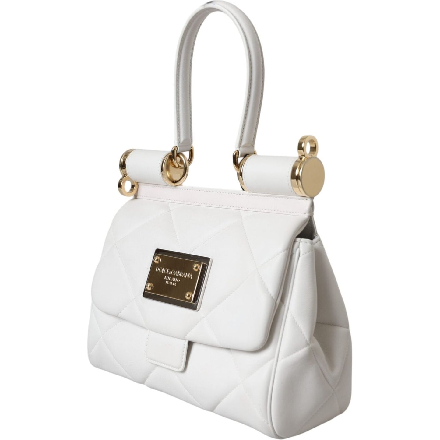 Dolce & Gabbana White Calf Leather 90's SICILY Shoulder Satchel Bag Dolce & Gabbana