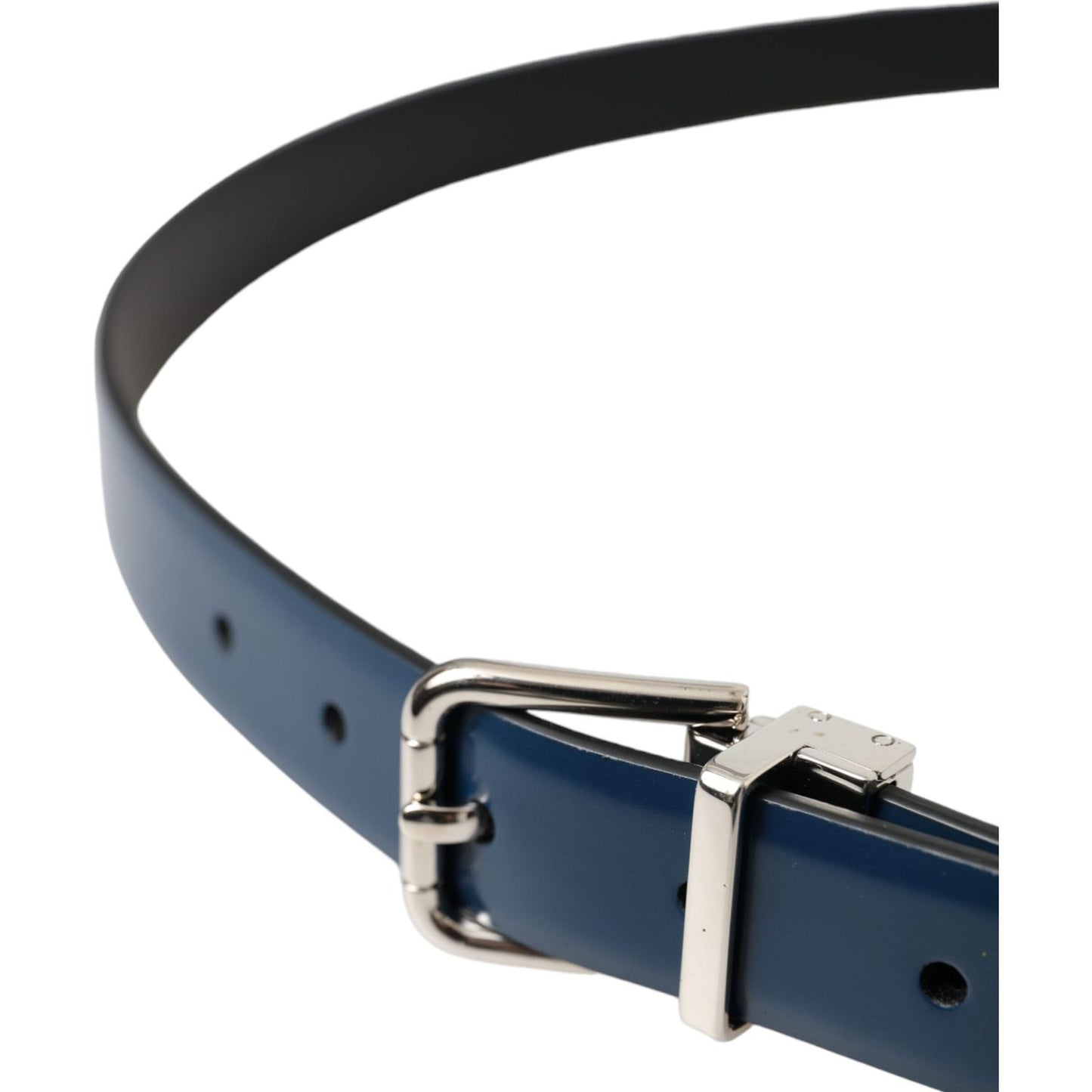 Dolce & Gabbana Blue Calf Leather Silver Metal Buckle Belt Men Dolce & Gabbana