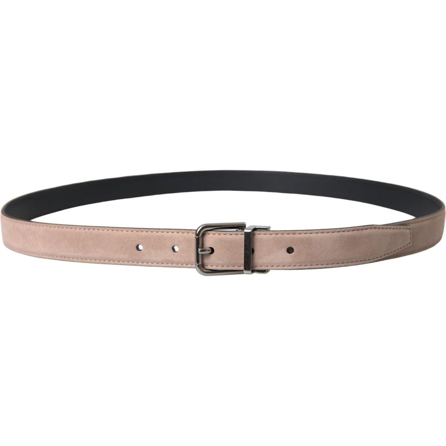 Dolce & Gabbana Beige Suede Leather Silver Buckle Belt Men Dolce & Gabbana