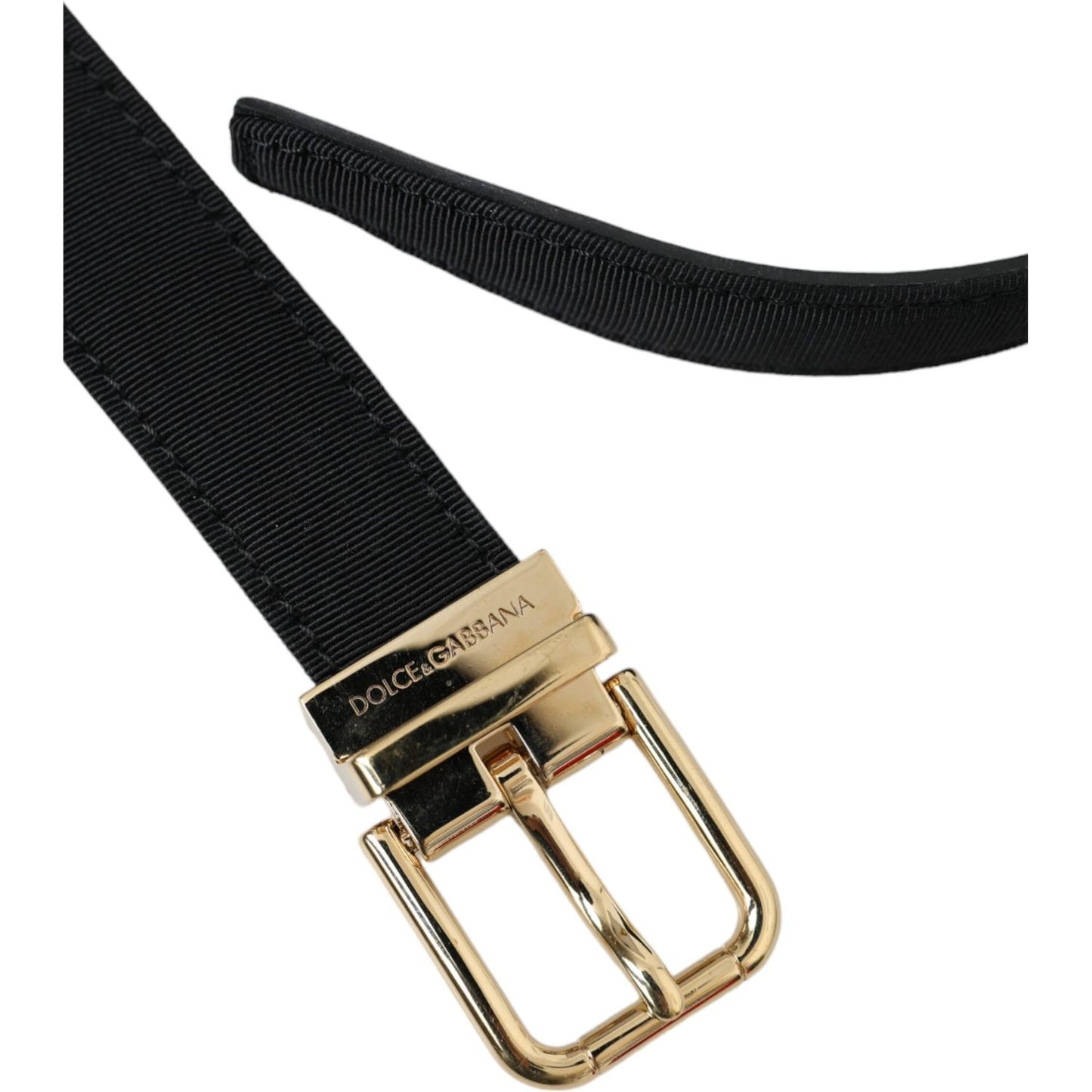 Dolce & Gabbana Black Gros Grain Gold Metal Buckle Belt Men Dolce & Gabbana