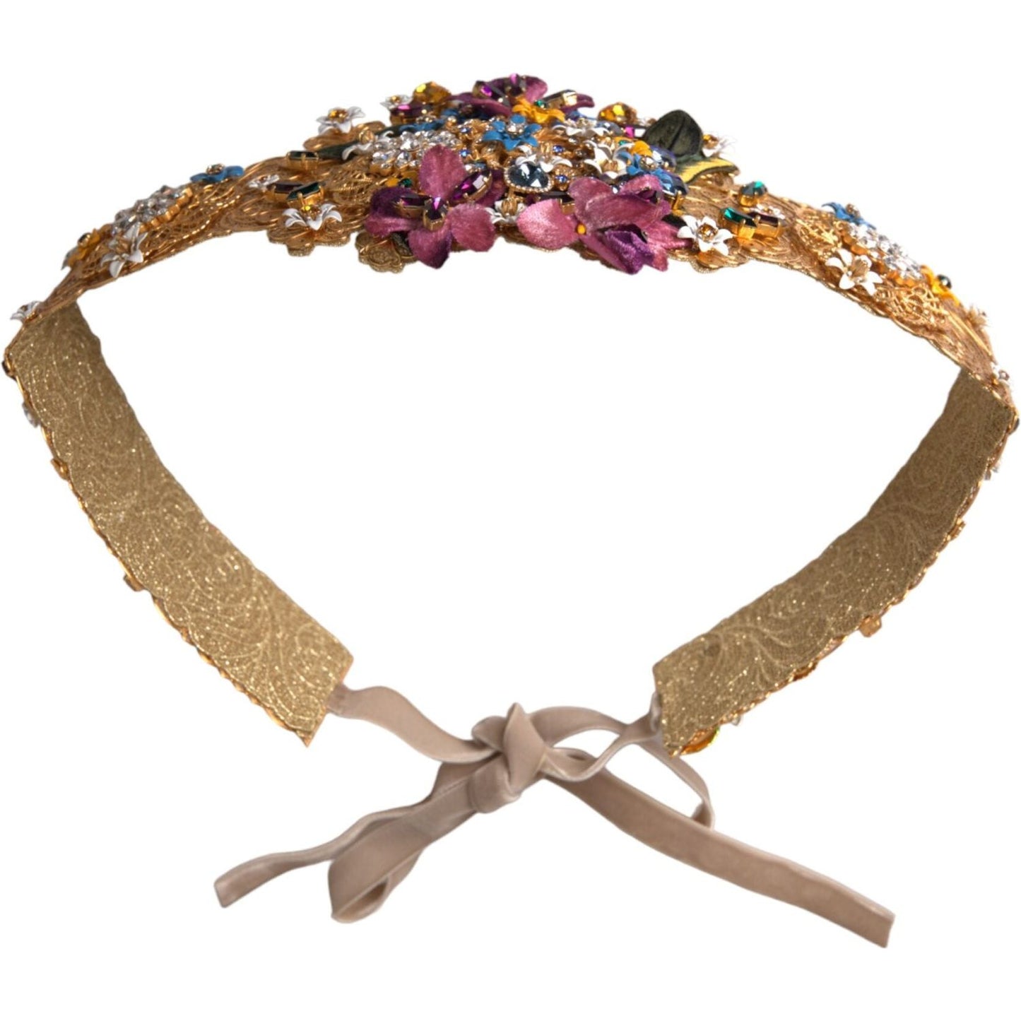 Dolce & Gabbana Multicolor Embellished Floral Crystal Wide Waist Belt Dolce & Gabbana