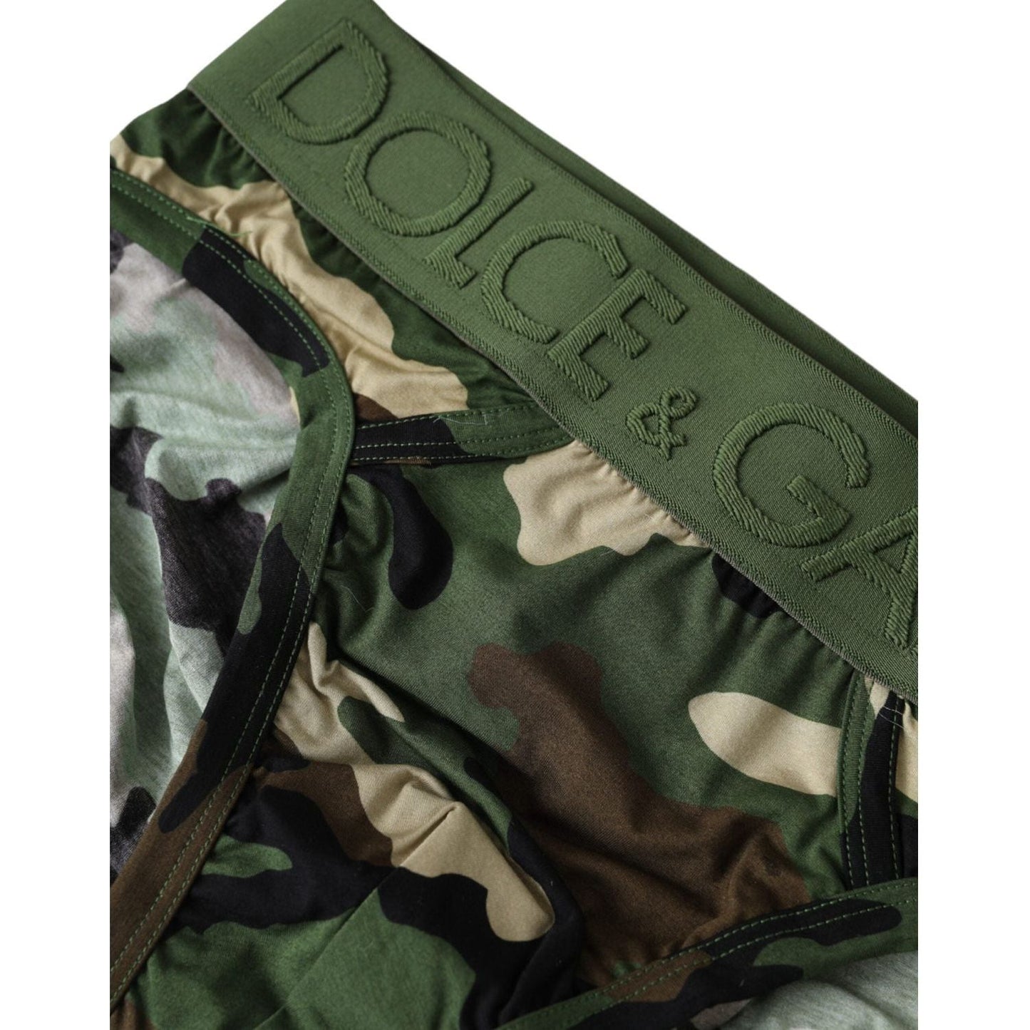 Dolce & Gabbana Green Camouflage Logo Cotton Mid Slip Underwear Dolce & Gabbana