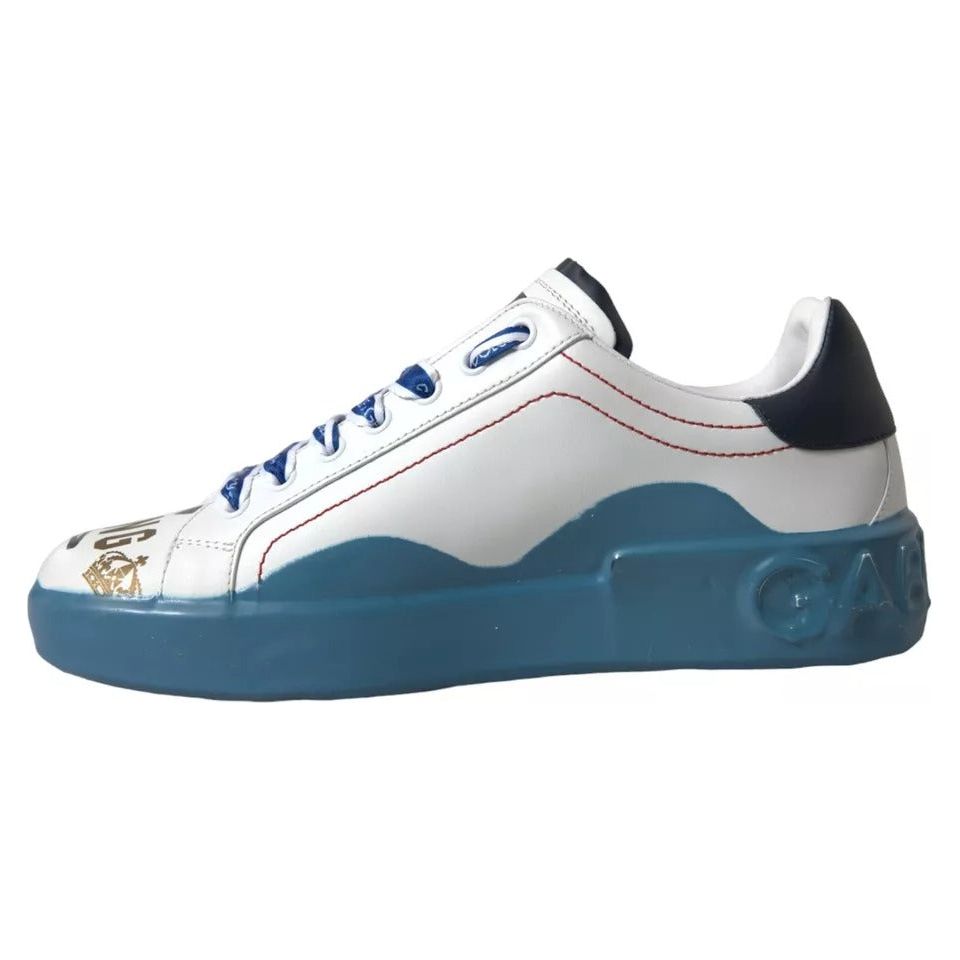 Dolce & Gabbana Blue White Printed Portofino Melt Sneakers Shoes Dolce & Gabbana