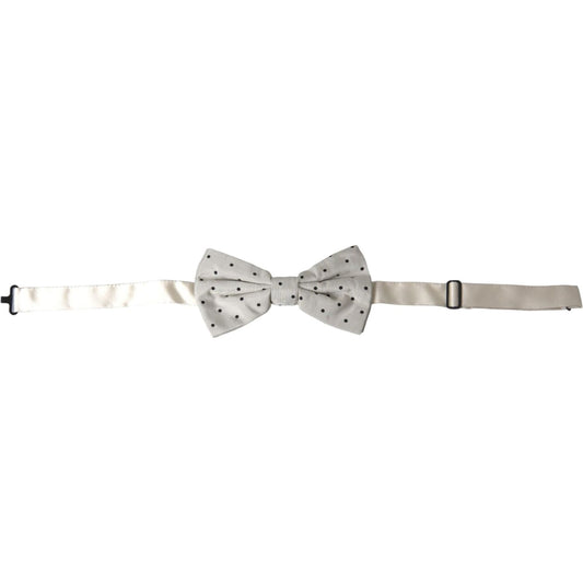 Dolce & Gabbana White Black Polka Dot Polyester Bow Tie Men Dolce & Gabbana