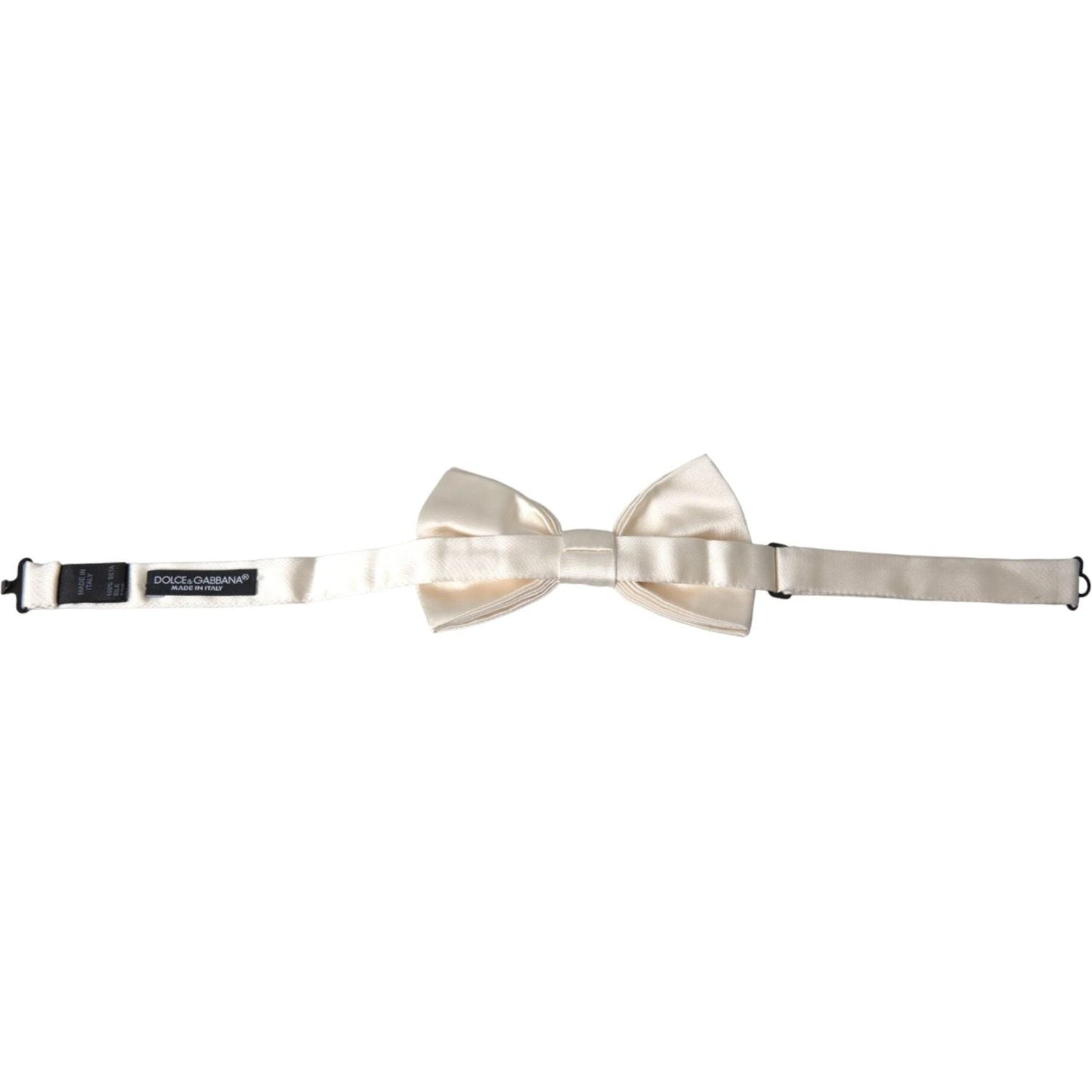 Dolce & Gabbana Off White Silk Adjustable Neck Men Bow Tie Dolce & Gabbana