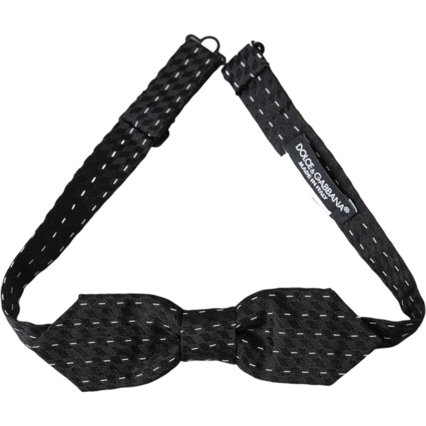 Dolce & Gabbana Black White Stitched Silk Men Neck Bow Tie Dolce & Gabbana