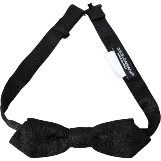 Dolce & Gabbana Black Brocade Silk Adjustable Neck Bow Tie Dolce & Gabbana