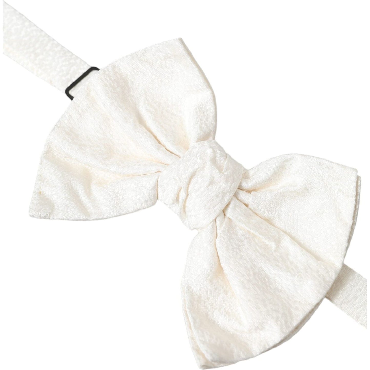 Dolce & Gabbana White Textured Cotton Adjustable Neck Bow Tie Dolce & Gabbana