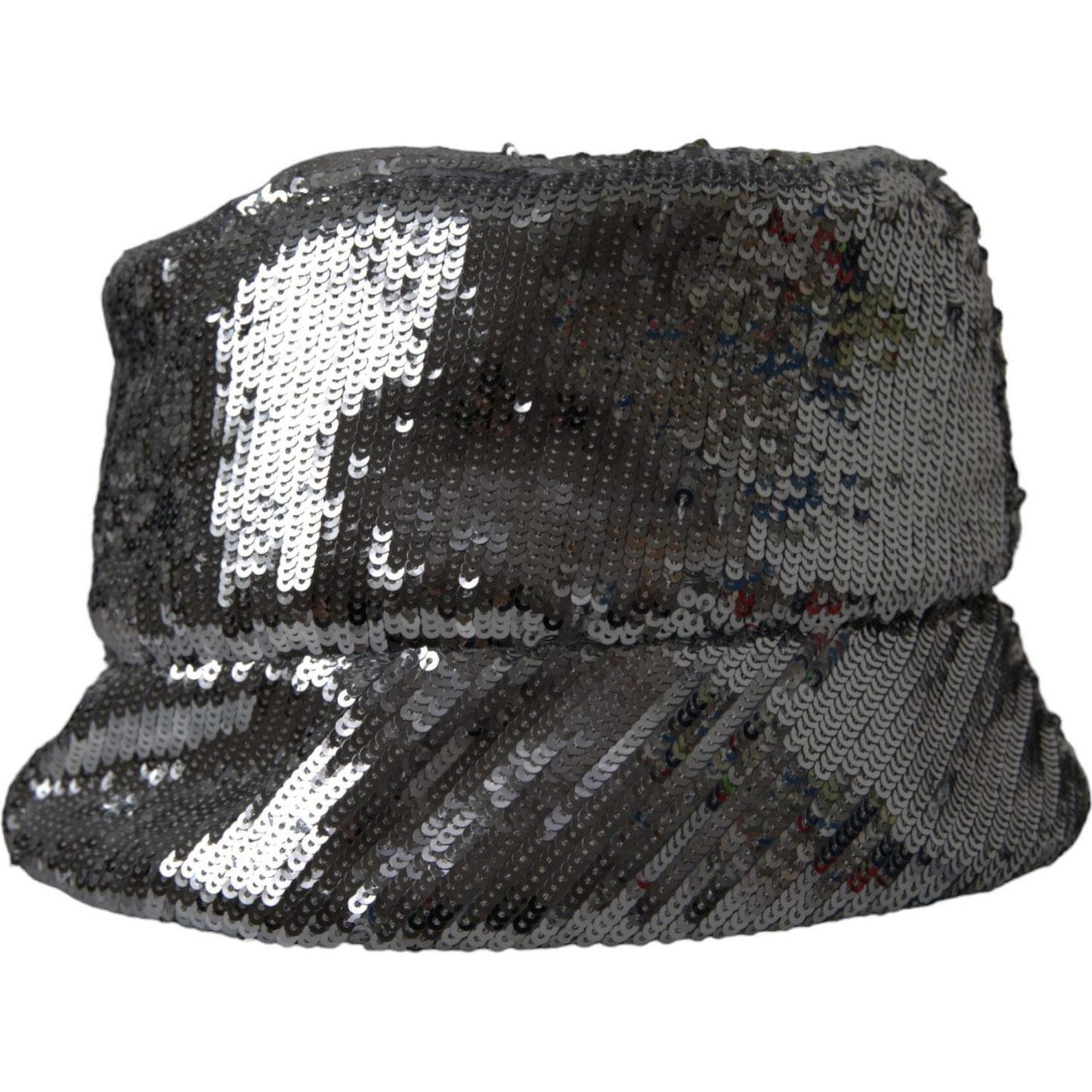 Dolce & Gabbana Silver Sequined Nylon Bucket Hat Men Dolce & Gabbana