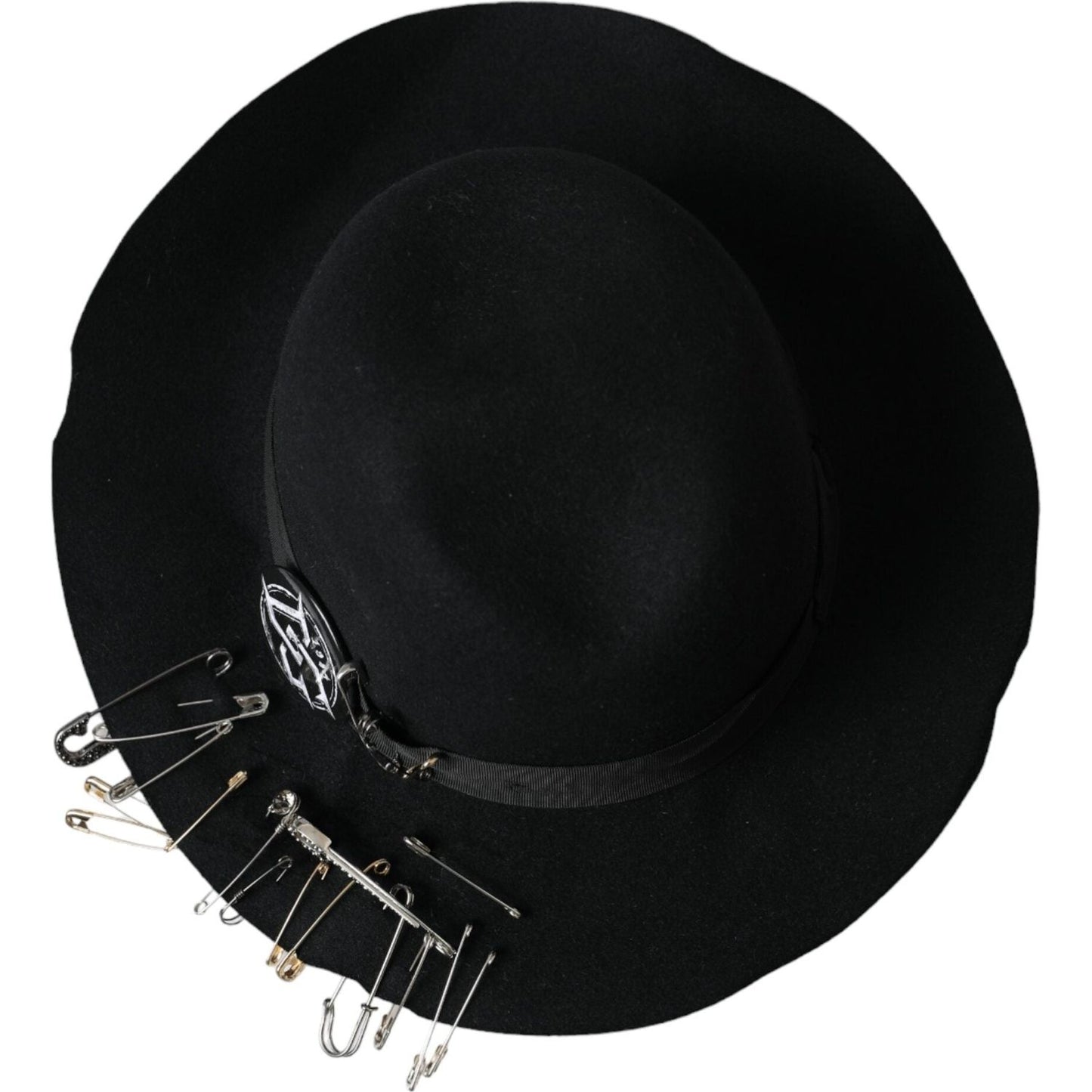 Dolce & Gabbana Black Embellished Fedora Wide Brim Hat Men Dolce & Gabbana