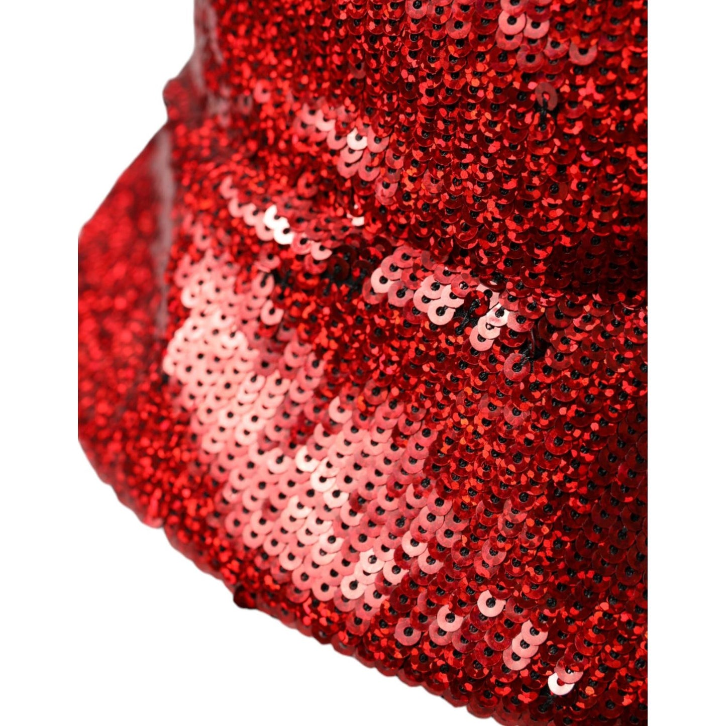 Dolce & Gabbana Red Sequined Nylon Bucket Hat Men Dolce & Gabbana