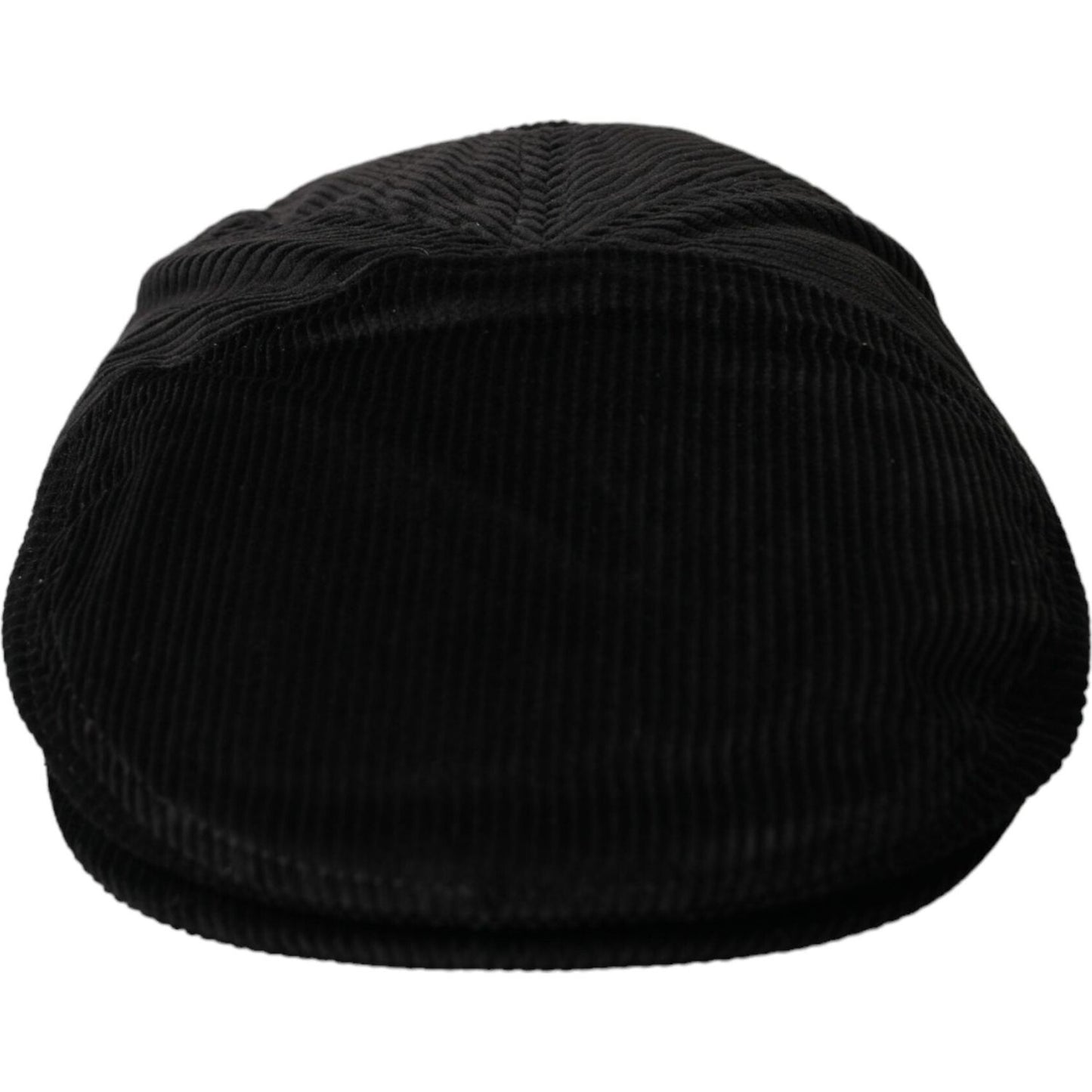 Dolce & Gabbana Black Corduroy Crown Newsboy Hat Men Dolce & Gabbana