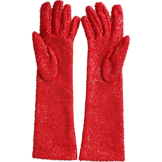 Dolce & Gabbana Red Lurex Fantasia Mid Arm Length Gloves Dolce & Gabbana