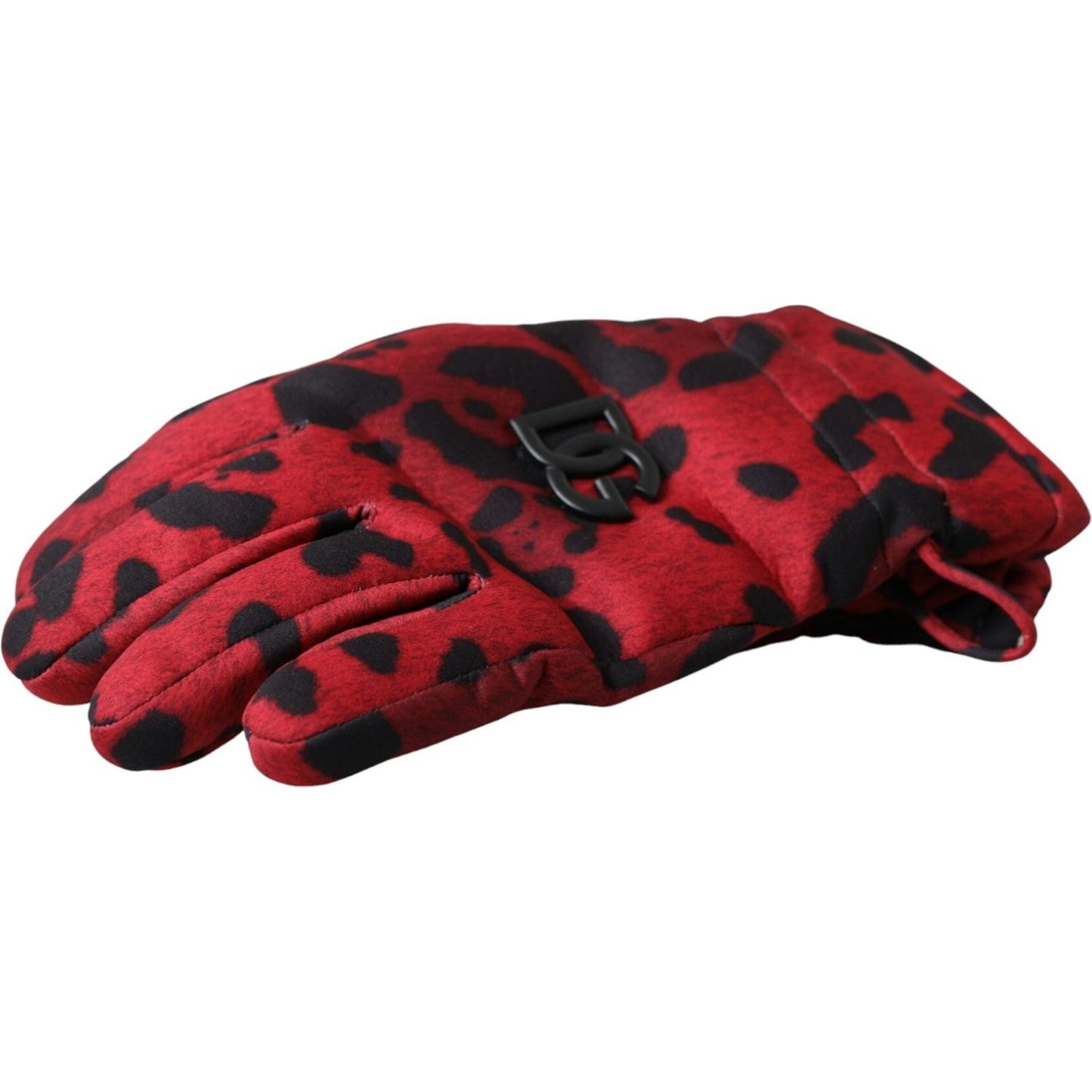 Dolce & Gabbana Red Leopard Logo Wrist Length Gloves Dolce & Gabbana