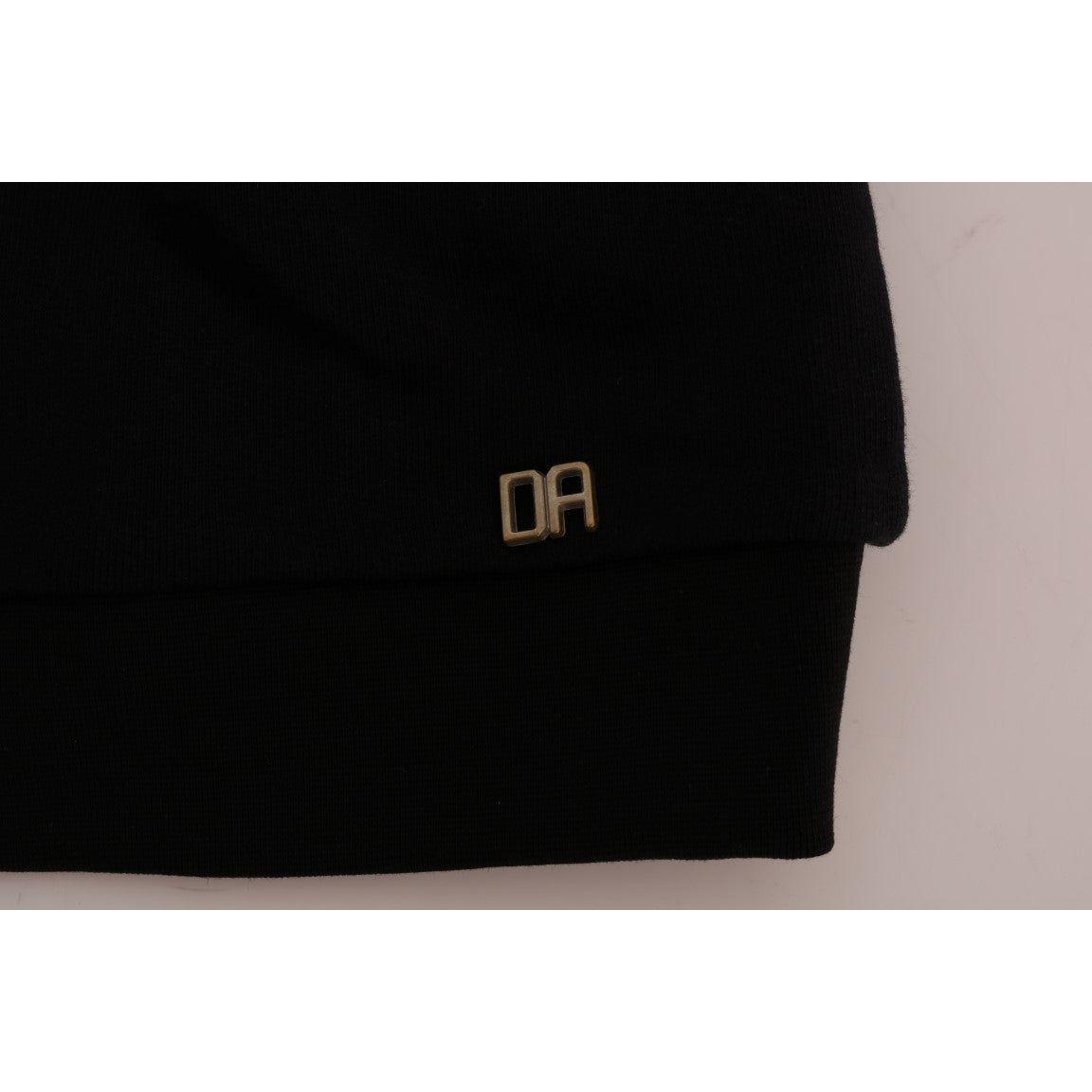 Daniele Alessandrini Elegant Black Cotton Crewneck Sweater Daniele Alessandrini