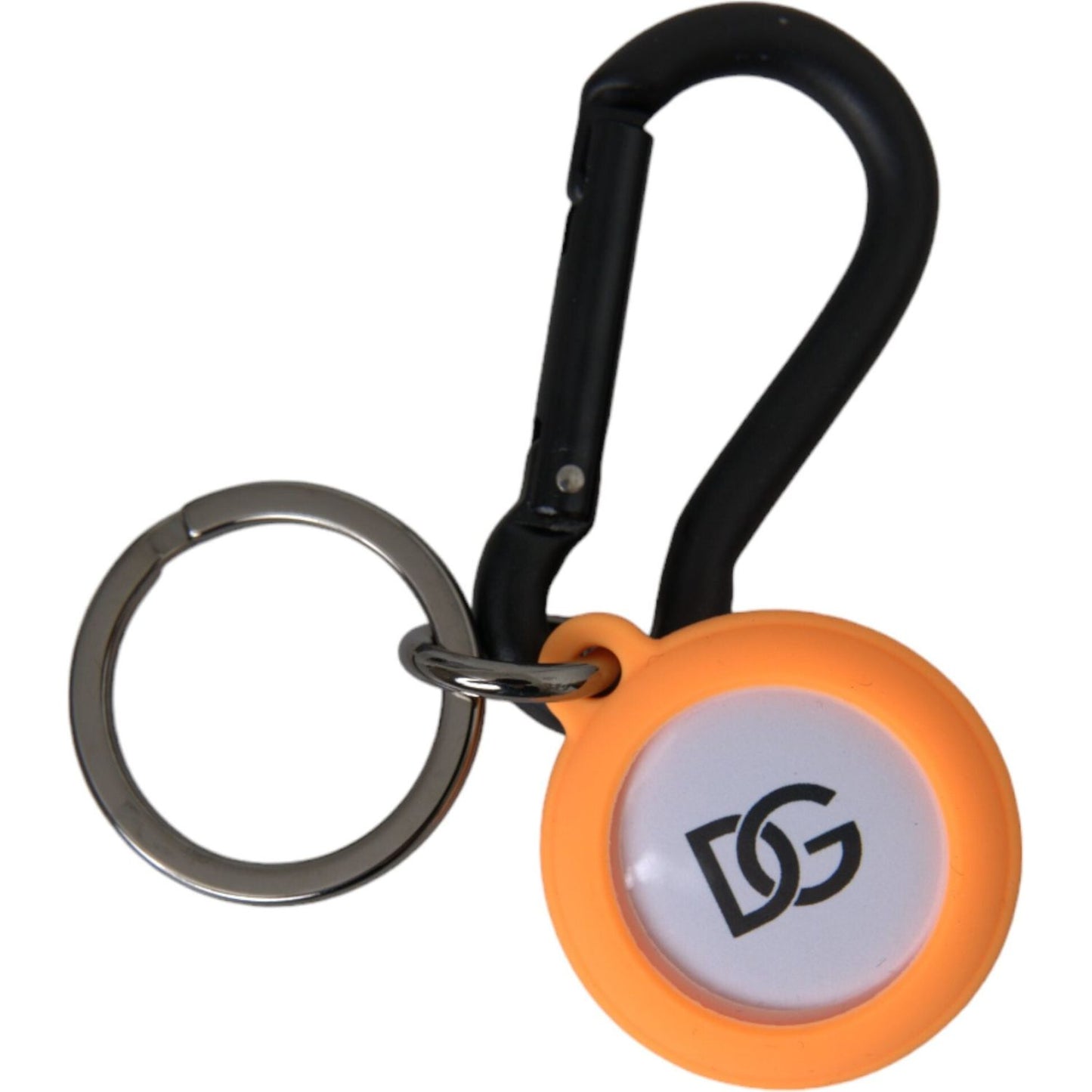 Dolce & Gabbana Orange Rubber DG Logo Round Brass Metal Keyring Keychain Dolce & Gabbana