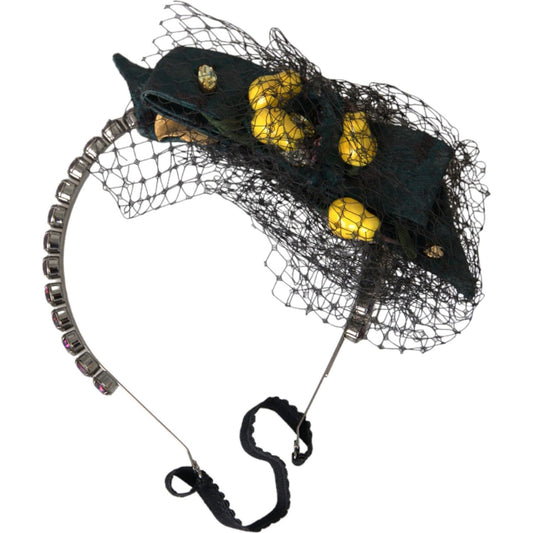 Dolce & Gabbana Black Lemons Sicily Purple Crystal Net Headband Diadem Dolce & Gabbana