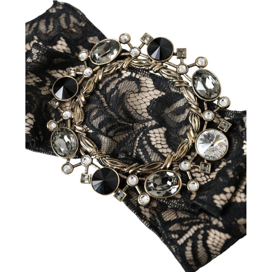 Dolce & Gabbana Black Lace Crystal Handmade Brooch Hair Pin Dolce & Gabbana