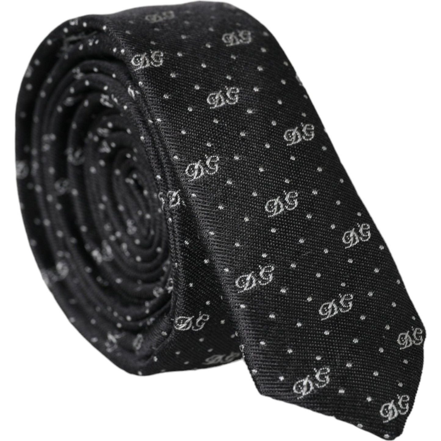 Dolce & Gabbana Black DG Logo 100% Silk Adjustable Tie Dolce & Gabbana