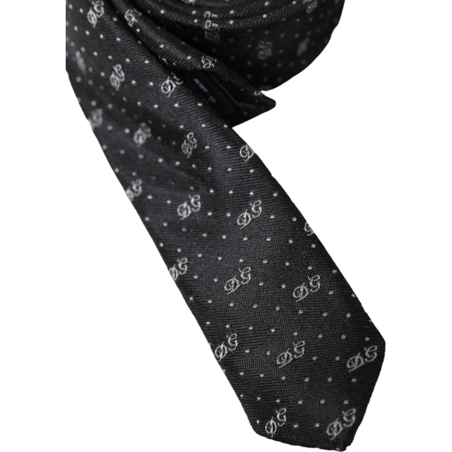 Dolce & Gabbana Black DG Logo 100% Silk Adjustable Tie Dolce & Gabbana