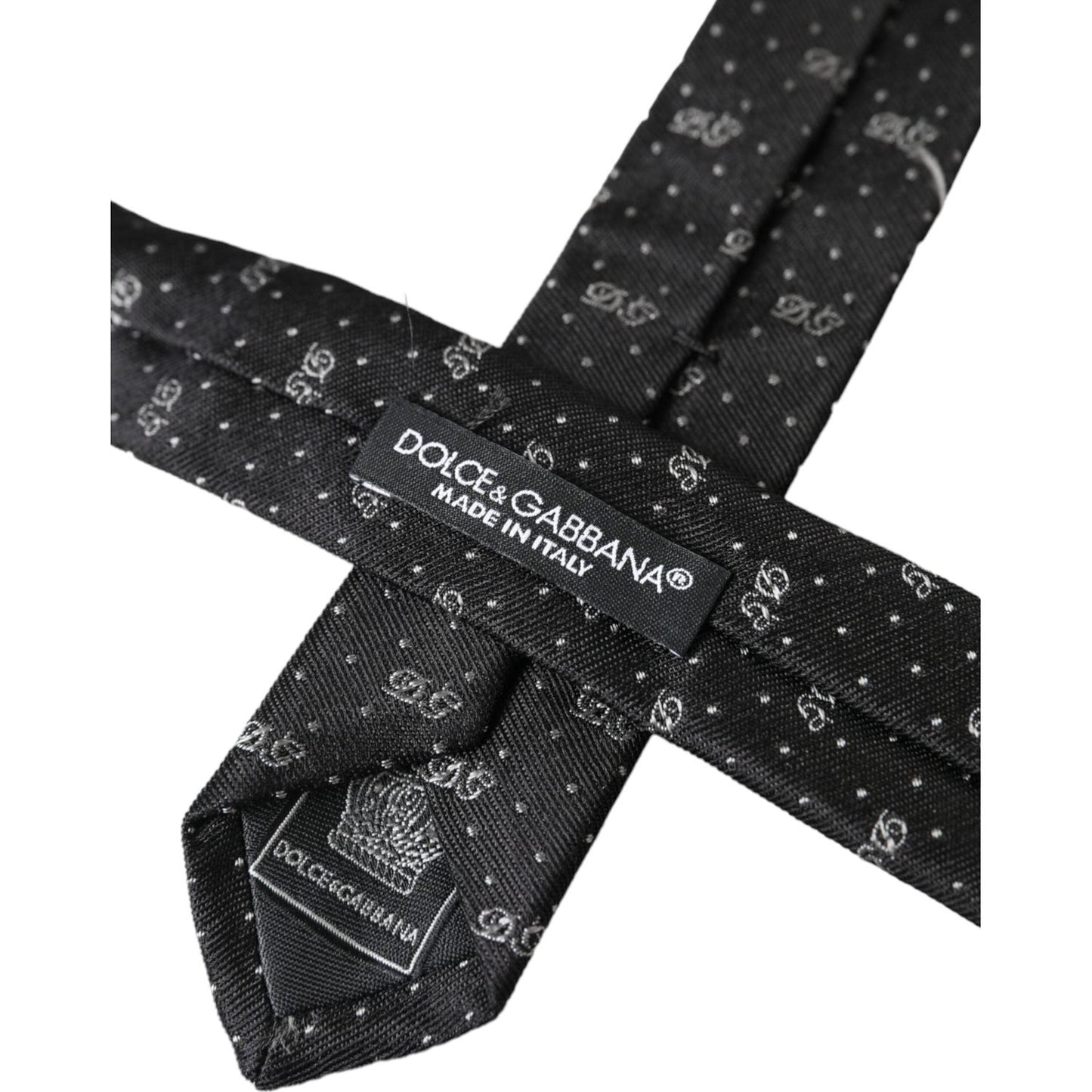 Dolce & Gabbana Black DG Logo 100% Silk Adjustable Tie Dolce & Gabbana