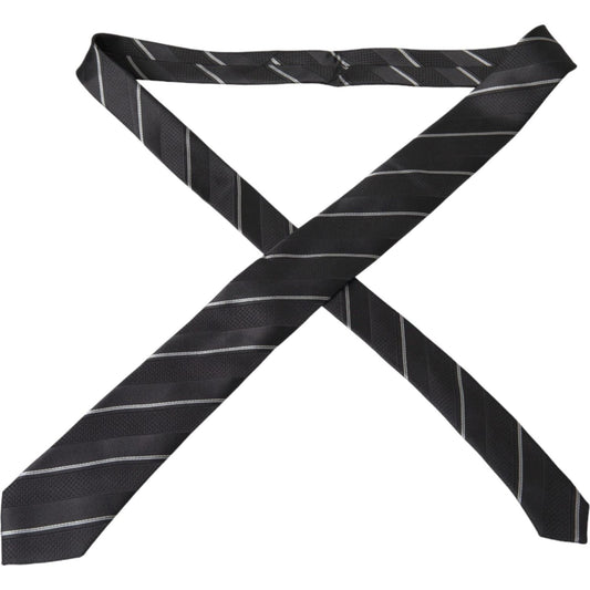 Black White Stripes Silk Adjustable Tie