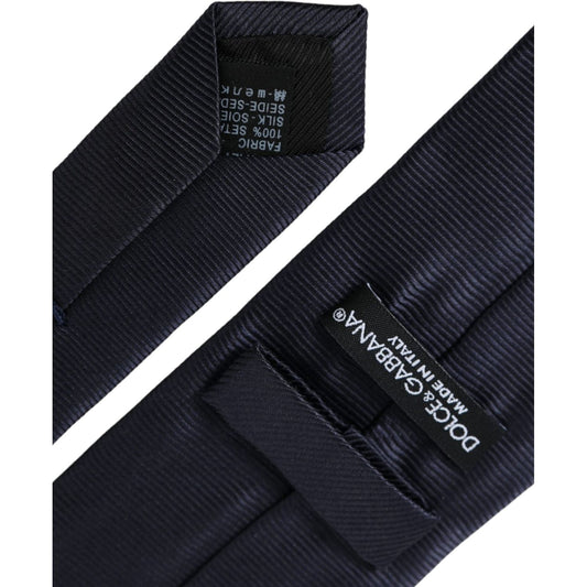 Dolce & Gabbana Blue Solid Silk Adjustable Tie Men Dolce & Gabbana