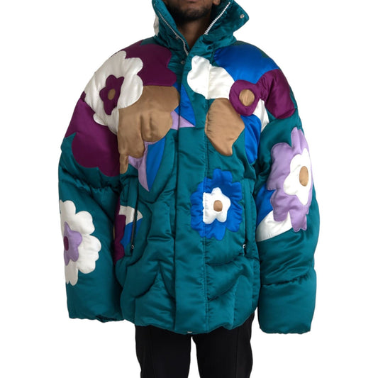 Dolce & Gabbana Multicolor Floral Windbreaker Puffer Jacket Dolce & Gabbana