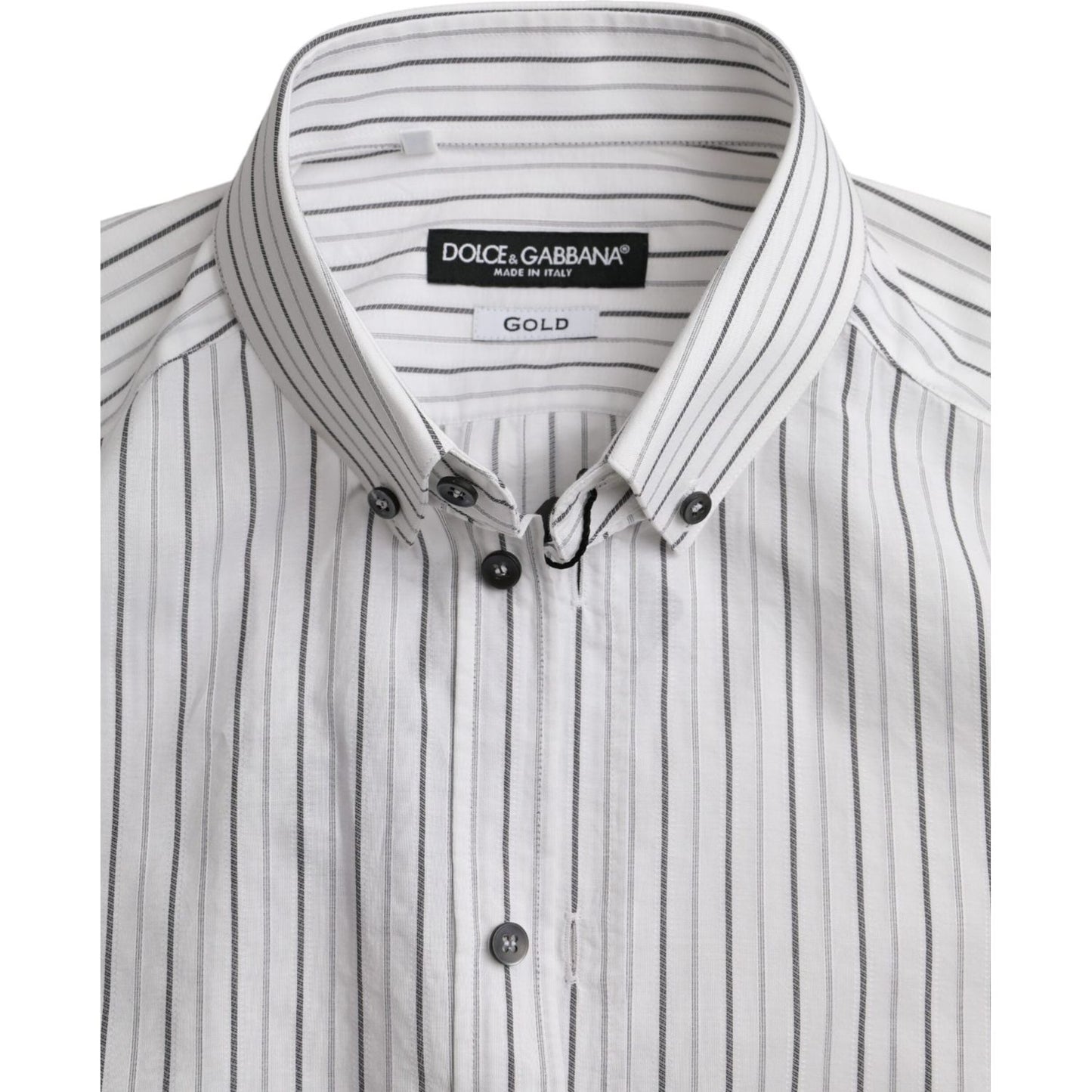 Dolce & Gabbana Black White Striped Formal Dress GOLD Shirt Dolce & Gabbana