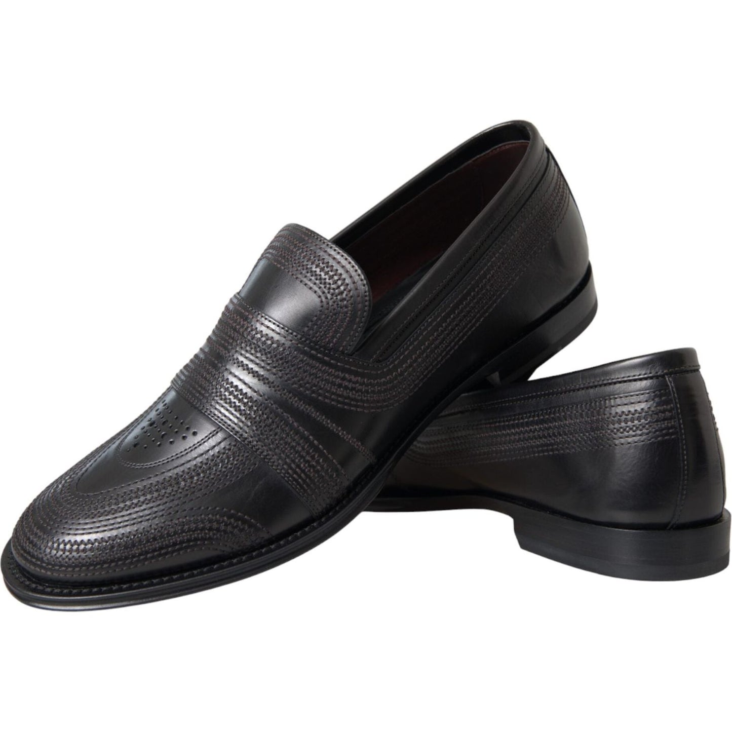 Dolce & Gabbana Black Brown Leather Loafer Men Dress Shoes Dolce & Gabbana