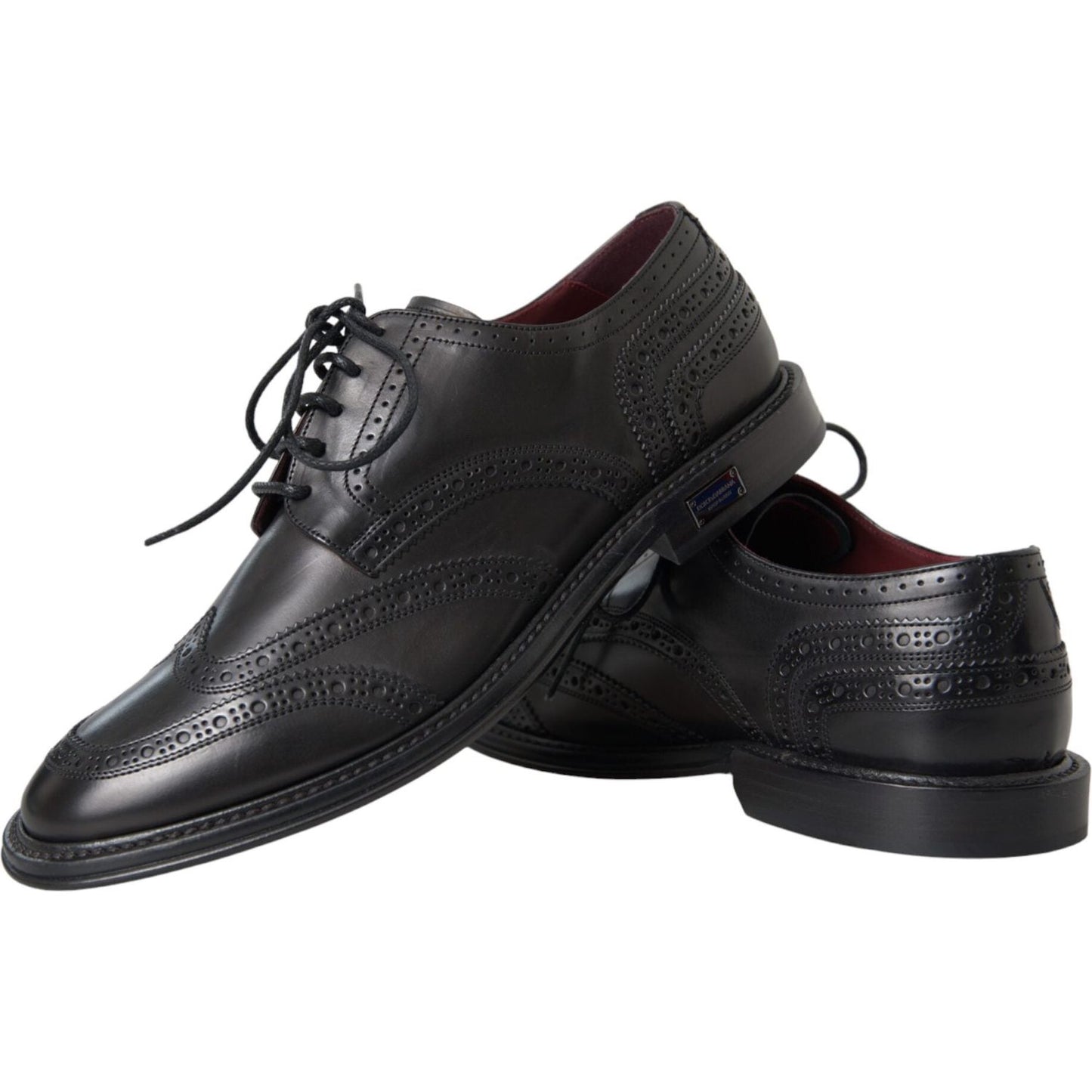 Dolce & Gabbana Black Leather Oxford Wingtip Formal Men Shoes Dolce & Gabbana