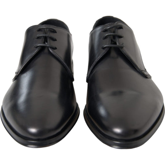 Dolce & Gabbana Black Leather Derby Formal Dress Men Shoes Dolce & Gabbana