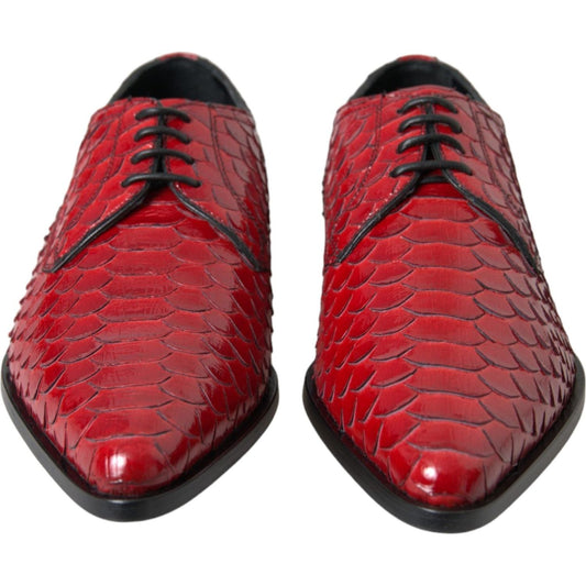 Red Textured Varnished Derby Men Formal Shoes