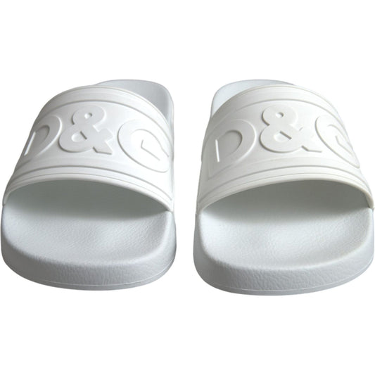 Dolce & Gabbana White Rubber Slides Sandals Beachwear Shoes Dolce & Gabbana