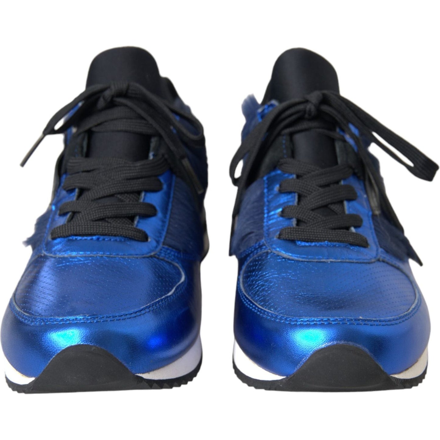 Dolce & Gabbana Blue Black Calf Hair Leather Sneakers Shoes Dolce & Gabbana