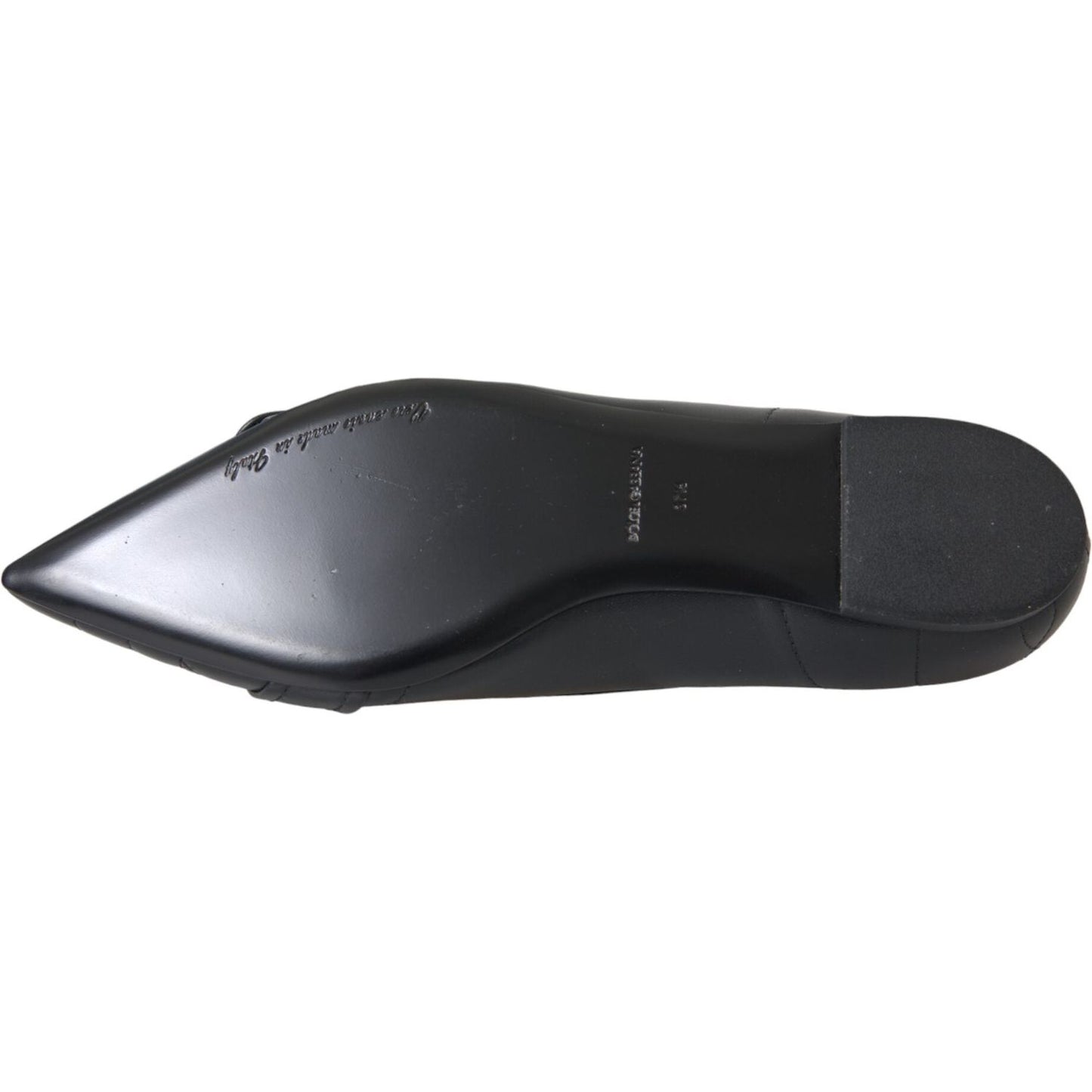 Dolce & Gabbana Black Devotion Leather Pointy Flats Shoes Dolce & Gabbana