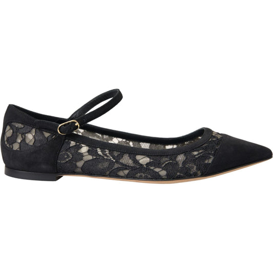 Dolce & Gabbana Black Taormina Lace Bellucci Flats Shoes Dolce & Gabbana