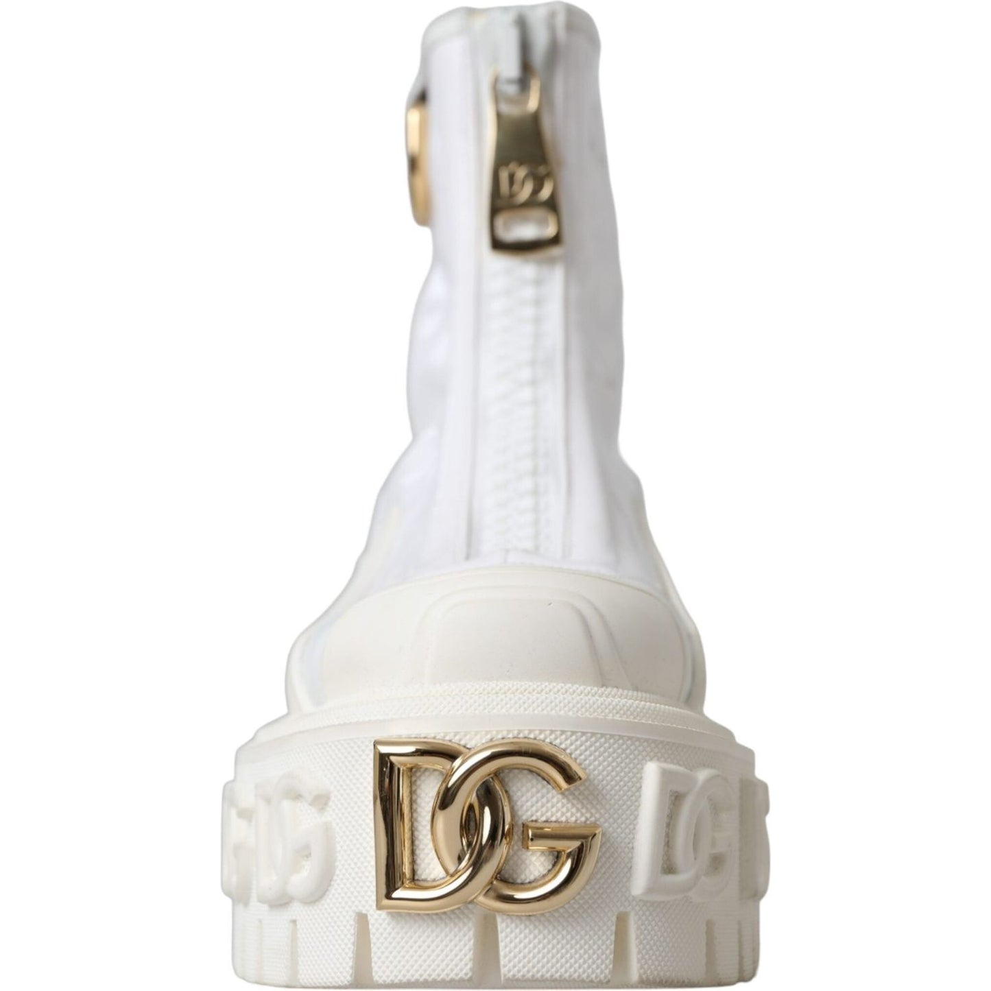 Dolce & Gabbana White Leather Rubber Logo Ankle Boots Shoes Dolce & Gabbana